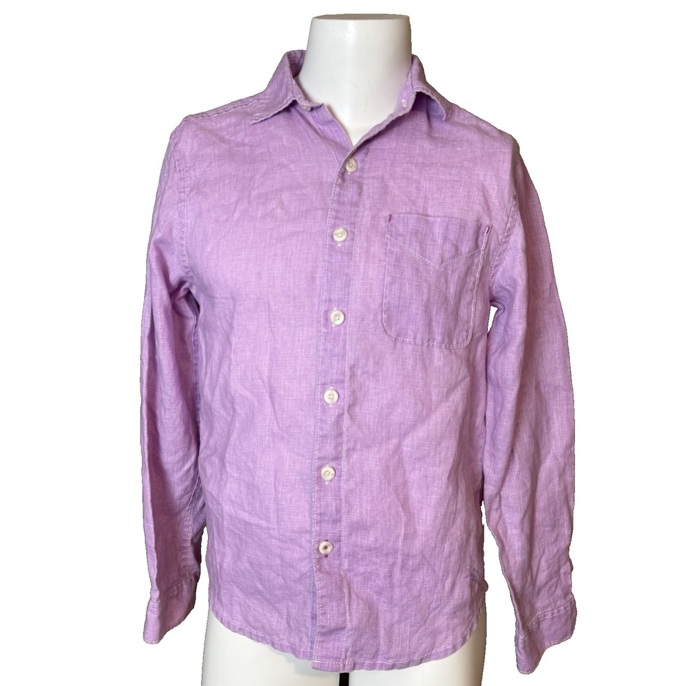 Womens Tommy Bahama 100% Linen Button Up Shirt Top Long Sleeve Lavender Size XS